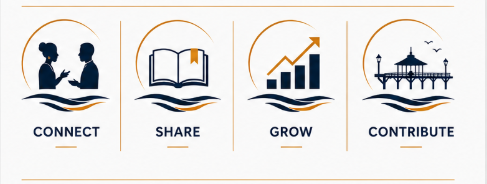 Connect, Share, Grow and Contribute icons